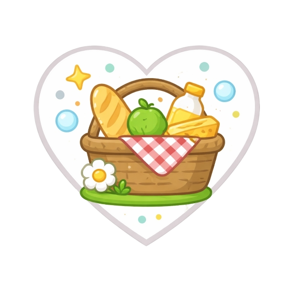 White heart and Basket