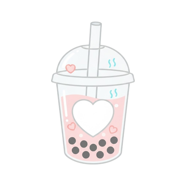 White heart and Bubble tea