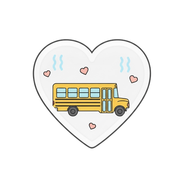 White heart and Bus