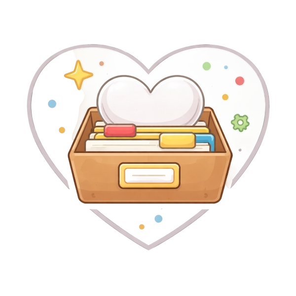 White heart and Card file box