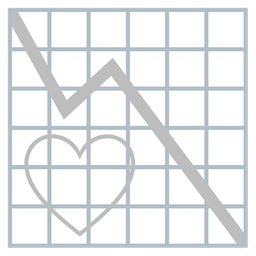 white heart and chart decreasing