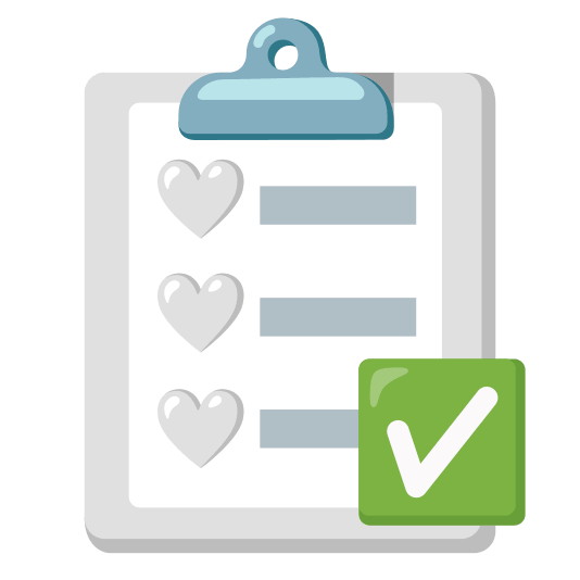 White heart and Check mark button