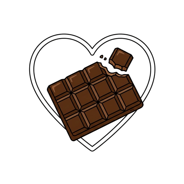 White heart and Chocolate bar
