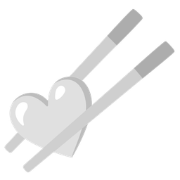 white heart and chopsticks