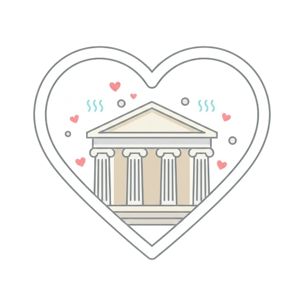 White heart and Classical building