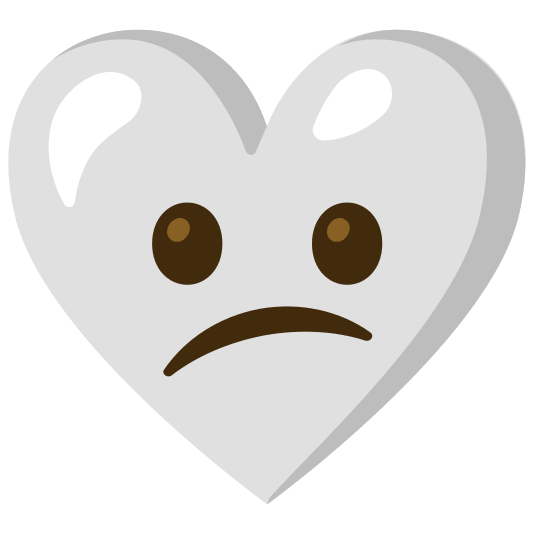 White heart and Confused face