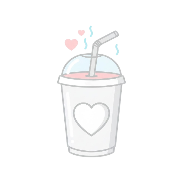 White heart and Cup with straw