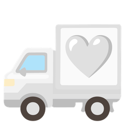 white heart and delivery truck