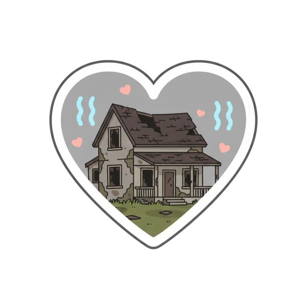 White heart and Derelict house