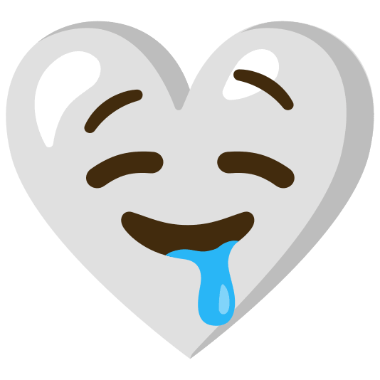 White heart and Drooling face