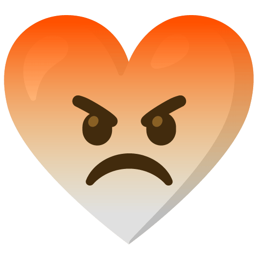 White heart and Enraged face