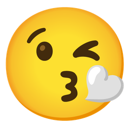 White heart and Face blowing a kiss