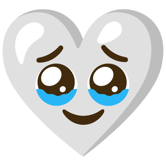 White heart and Face holding back tears