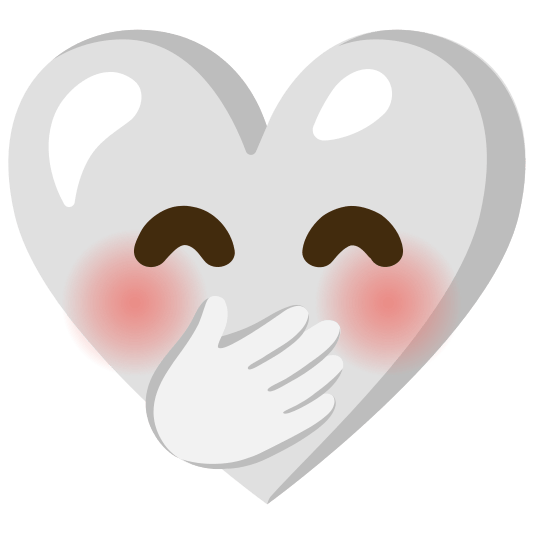 White heart and Face with hand over mouth