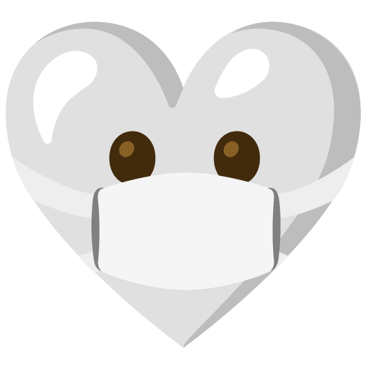 White heart and Face with medical mask