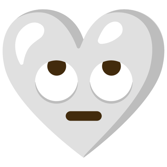 White heart and Face with rolling eyes