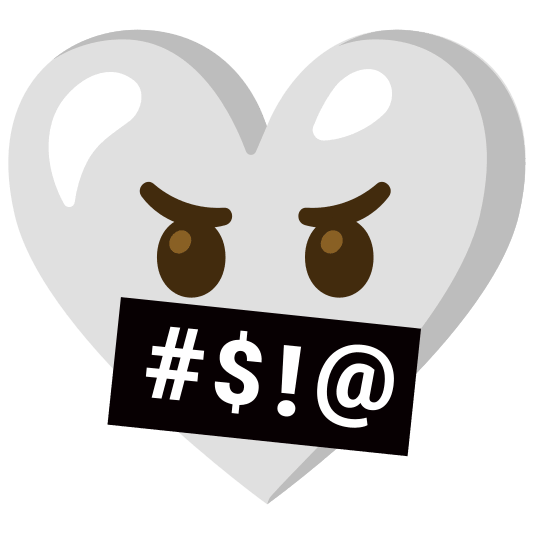 White heart and Face with symbols on mouth