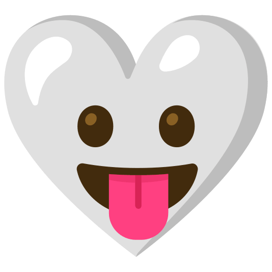 White heart and Face with tongue
