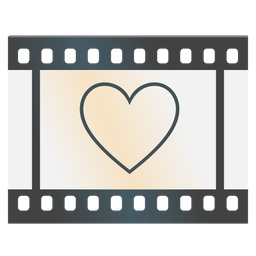 white heart and film frames