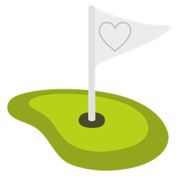 white heart and flag in hole