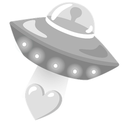 white heart and flying saucer