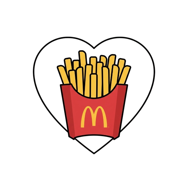 White heart and French fries