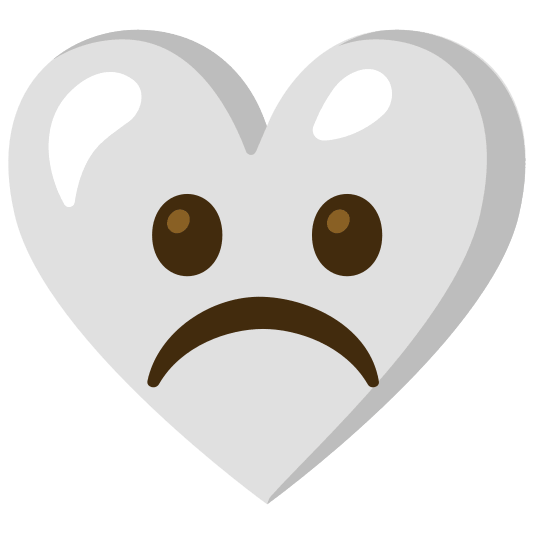White heart and Frowning face