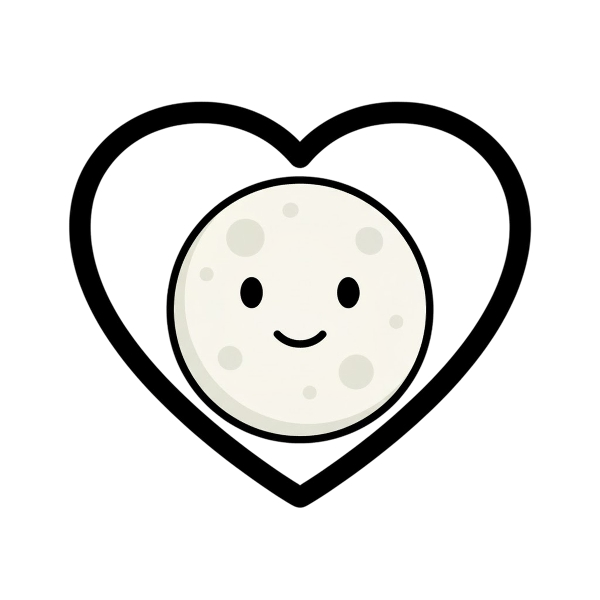 White heart and Full moon face