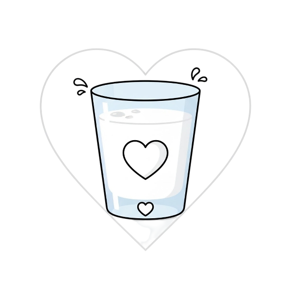 White heart and Glass of milk