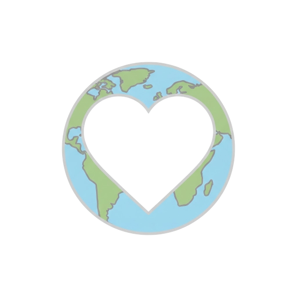 White heart and Globe showing Europe-Africa