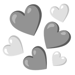 white heart and grey heart