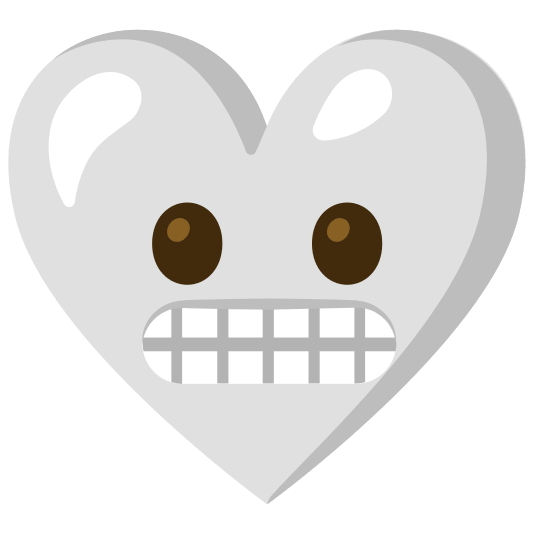 White heart and Grimacing face