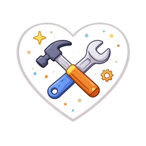 White heart and Hammer and wrench