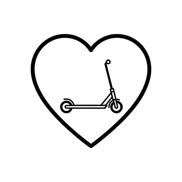 White heart and Kick scooter