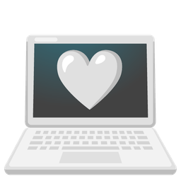 white heart and laptop