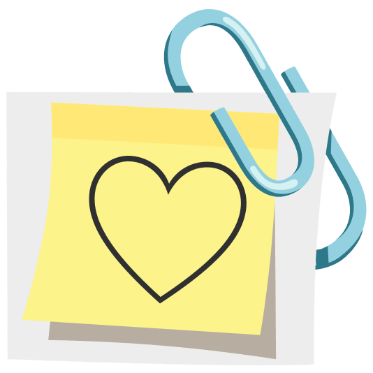 White heart and Linked paperclips