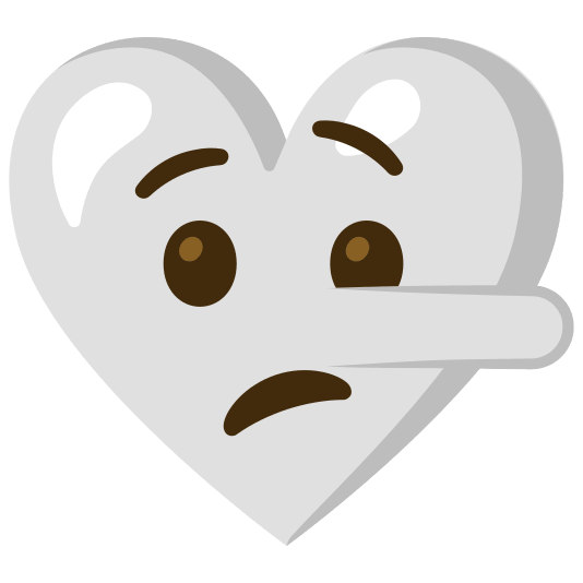 White heart and Lying face