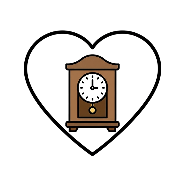 White heart and Mantelpiece clock