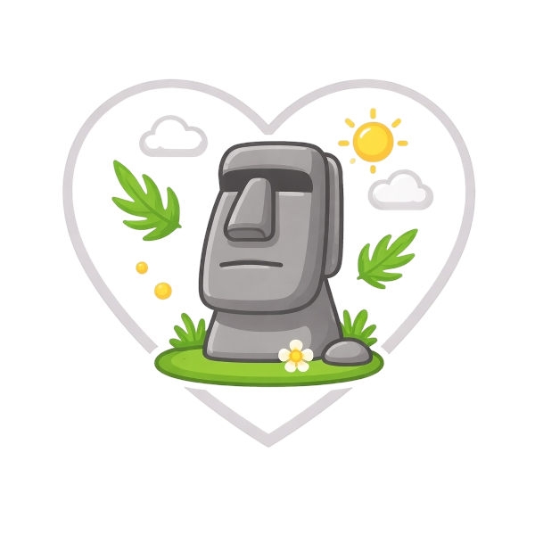 White heart and Moai