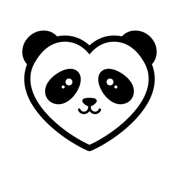 White heart and Panda