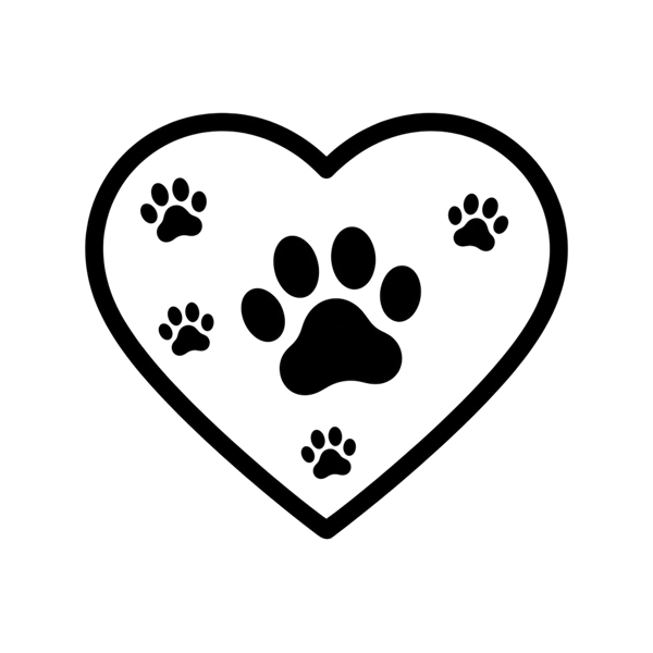 White heart and Paw prints