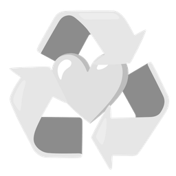 white heart and recycling symbol