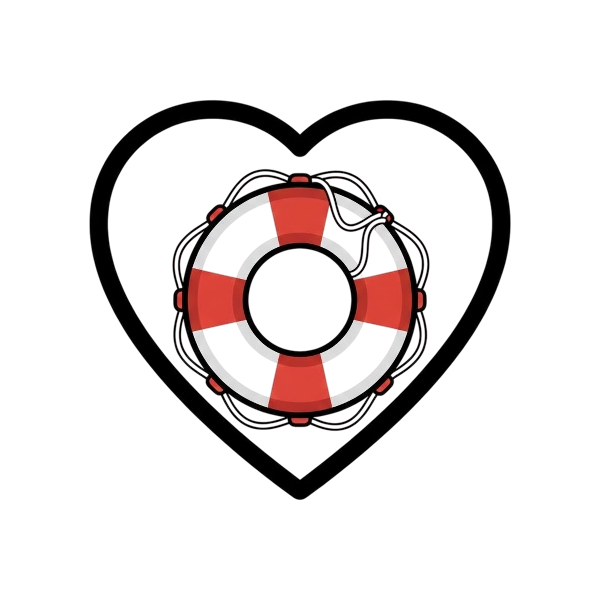 White heart and Ring buoy