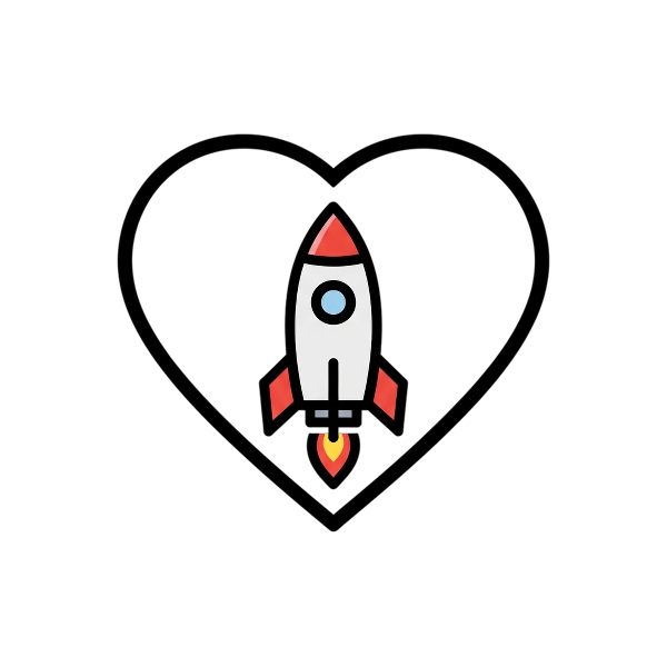 White heart and Rocket