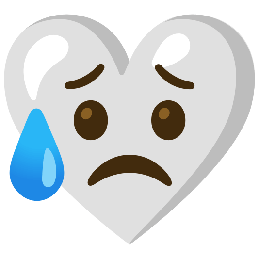 White heart and Sad but relieved face