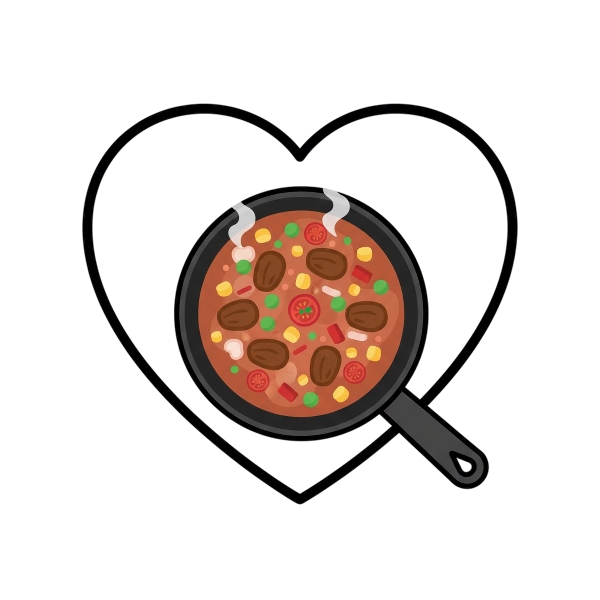 White heart and Shallow pan of food