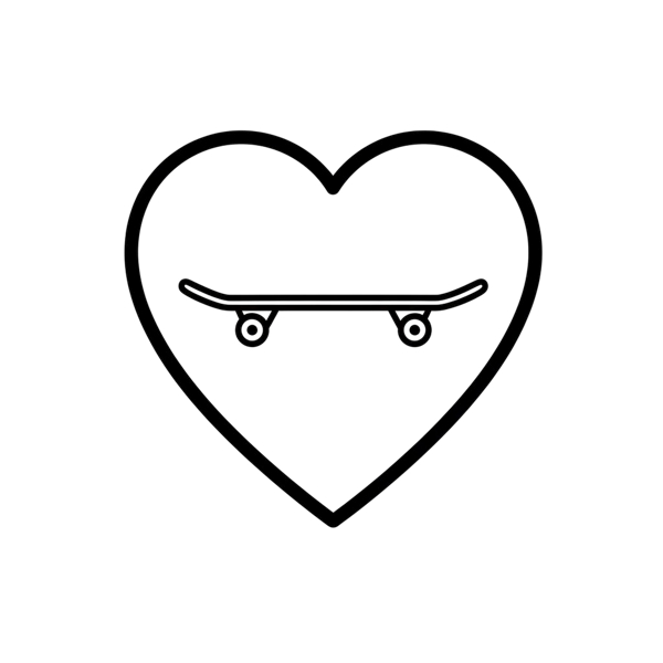 White heart and Skateboard