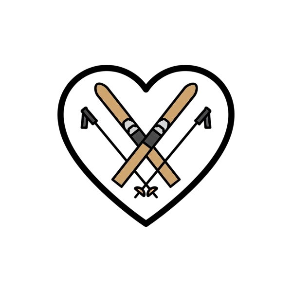 White heart and Skis