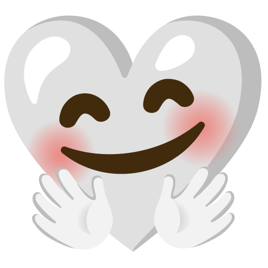 White heart and Smiling face with open hands