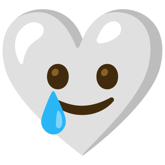 White heart and Smiling face with tear